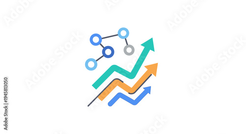 Abstract illustration of data analysis, growth, progress, and interconnectedness in business