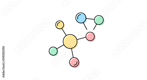 Abstract illustration of interconnected colorful nodes representing networks and connections
