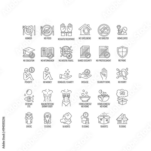Collection of icons for various aspects of life and business