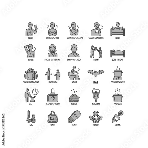 Collection of icons representing various aspects of daily life