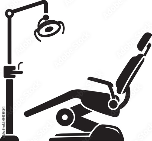 Modern dental examination chair with overhead light isolated illustration