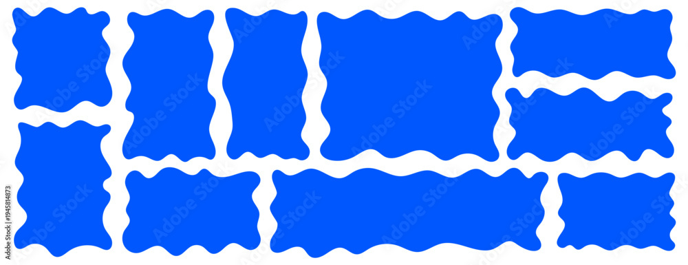 Obraz premium Set of wavy organic rectangle frame, text box shape vector illustration