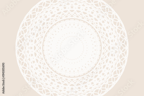 白いレース模様の円形装飾クラシック背景素材　ベージュ