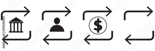Bank Transfer Icon Set Multiple Style Collection