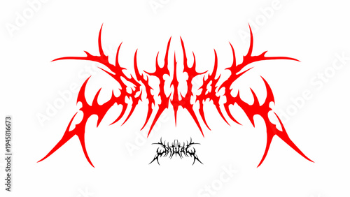 Ritual black metal logo in sharp thorned vector style, symmetrical extreme typography, perfect for band merchandise, t-shirts, album covers, and dark branding.