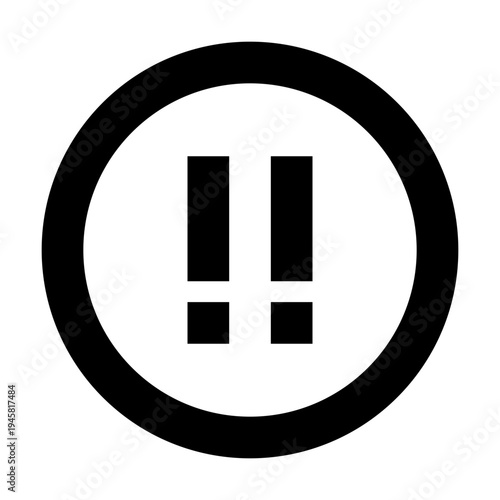 Medium priority alert icon with double exclamation marks for moderate warnings or notices. Perfect for apps, dashboards, and websites using bold, clean, line-style visual indicators.