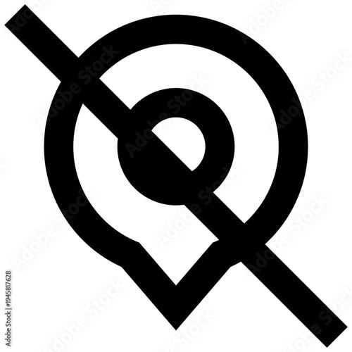 Location off icon for disabled GPS, blocked access, or hidden position markers. Perfect for apps, dashboards, and websites using bold, clean, line-style visuals to show location deactivation.