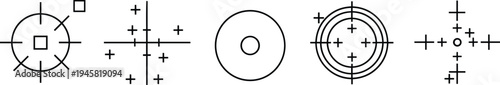 Crosshair target icons set with aim reticle symbols for shooting, sniper scope, focus point and targeting system design vector