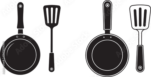 Cooking utensils and pans illustration