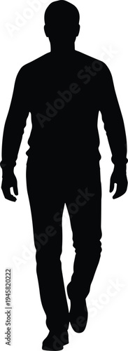 walking, man, silhouette, isolated, black, human, figure, front, view, casual, stride, minimal, shadow, person, motion, studio, concept, anonymity, male, outline