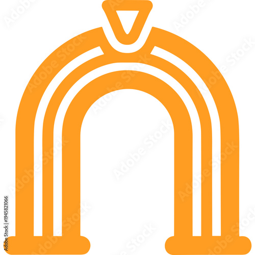 Graphic designers create an arch with lines and shapes for art