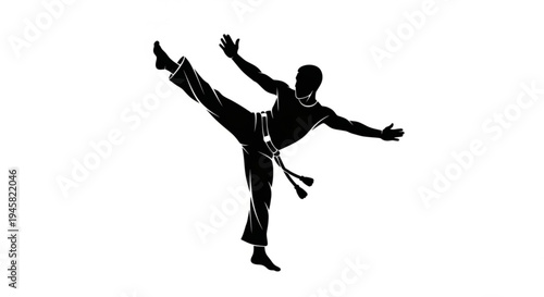 Dynamic Capoeira Practitioner Silhouette