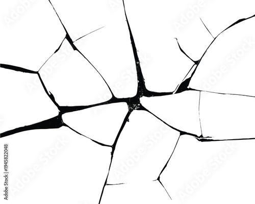 Ground Cracks Isolated on White - Vector Earth Damage Texture.