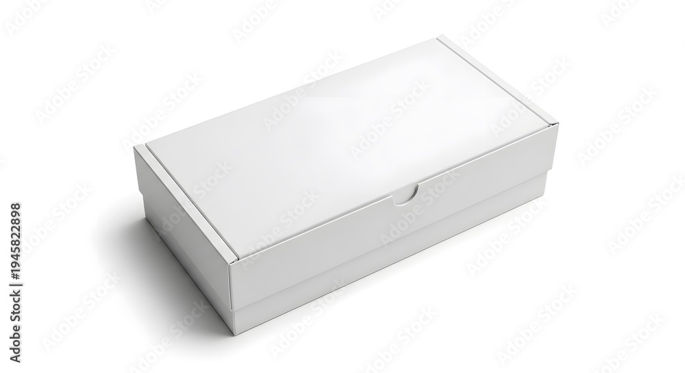 Fototapeta premium White rectangular box with lid on white background