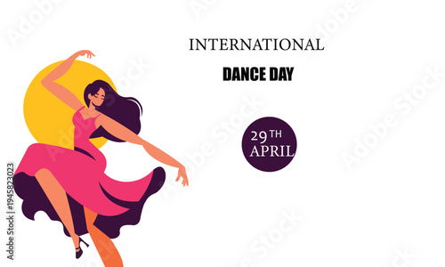 International Dance Day 29 April Celebration Dancing Woman Vector Illustration EPS10