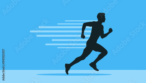 Man Running with Motion Lines Icon Flat Style