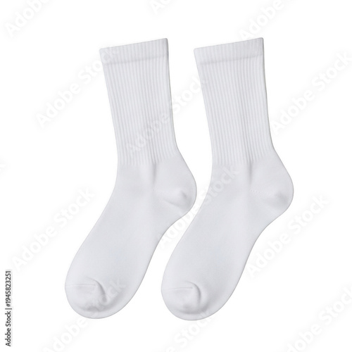 Pair of white socks on a white background