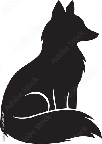 Elegant silhouette of a sitting fox in a relaxed pose Vector