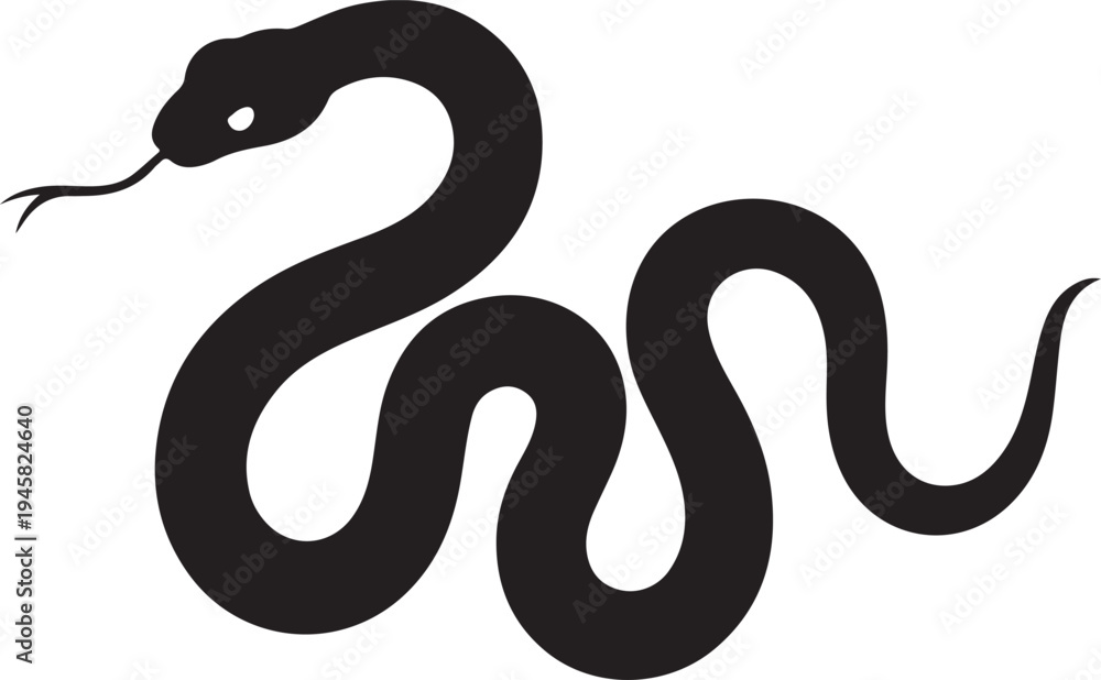 Fototapeta premium Snake Black Silhouette Reptile Vector Illustration