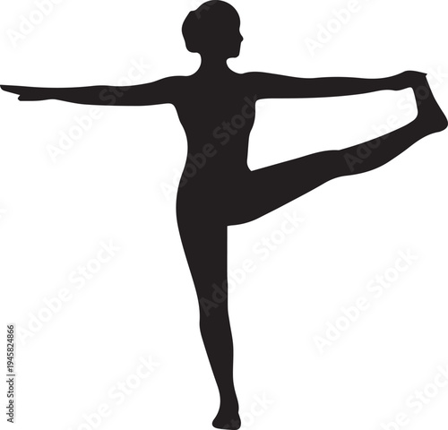 Graceful dancer performing an elegant standing arm balance pose with extended legs Vector