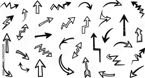 Collection of hand drawn arrows pointing in various directions