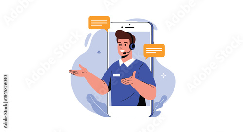 Customer support operator assisting through a smartphone screen