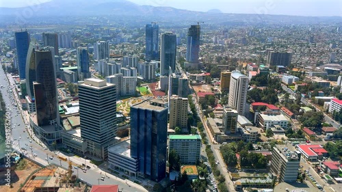 Aerial of Addis Ababa downtown  Ethiopia