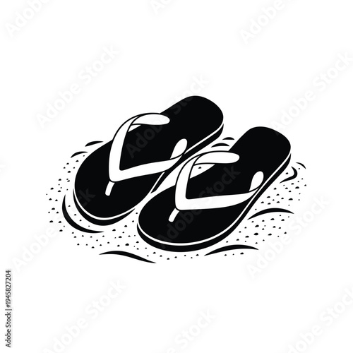 Black flip flops resting on a sandy beach a summer vacation scene