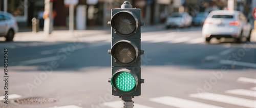 Wallpaper Mural Urban traffic light at city intersection close-up. Image suitable for banners, transportation articles, traffic safety concepts, urban infrastructure topics, advertising, and website design.
 Torontodigital.ca
