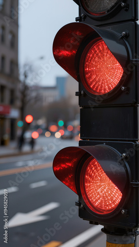 Wallpaper Mural Urban traffic light at city intersection close-up. Image suitable for banners, transportation articles, traffic safety concepts, urban infrastructure topics, advertising, and website design.
 Torontodigital.ca