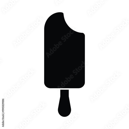 Simple black silhouette of a partially eaten popsicle on a white background
