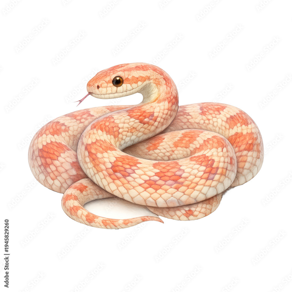 Fototapeta premium PNG Realistic coiled snake illustration.