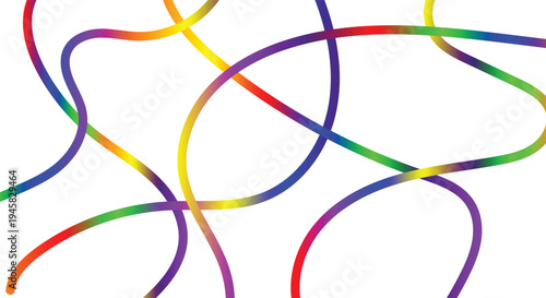 Fluid rainbow gradient wave lines. Abstract tangled string pattern. Colorful fluid wire backdrop. Minimalist creative presentation layout. EPS vector graphic element. 