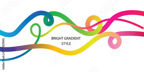 Vibrant gradient rainbow colored wavy lines art design