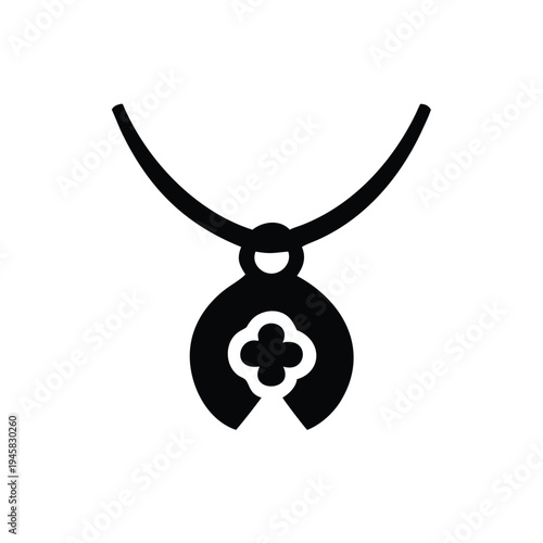 Elegant Charm Necklace Icon with Clover Design – A Symbol of Luck and Style Accessory for Modern Life