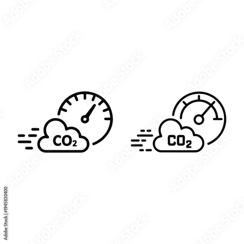 Carbon dioxide emission gauges measuring pollution levels in the atmosphere