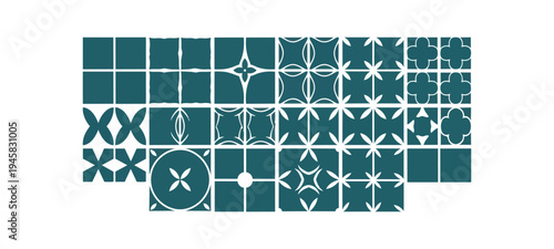 Abstract geometric pattern grids with cross shapes and varying designs