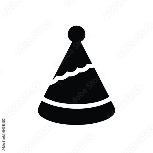 Party hat flat silhouette pictogram for celebrations and birthdays
