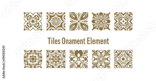 Decorative ornament tiles patterned designs on black background