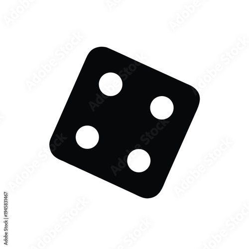 Minimalist black silhouette icon representing a single four-spot dice, perfect for game-related designs and luck symbolism
