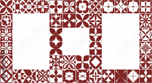 Geometric red and white patterned arrangement for design background