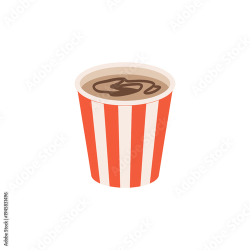 Cartoon illustration of disposable cup with coffee  take away paper cup