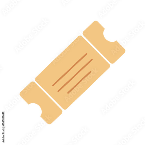 Simple illustration of a single yellow concert ticket stub  event admission pass
