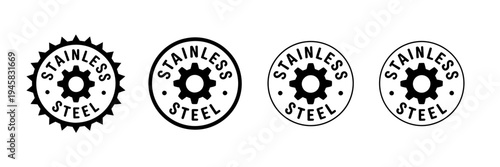 Stainless steel gear icons in different styles and shapes  industrial symbols