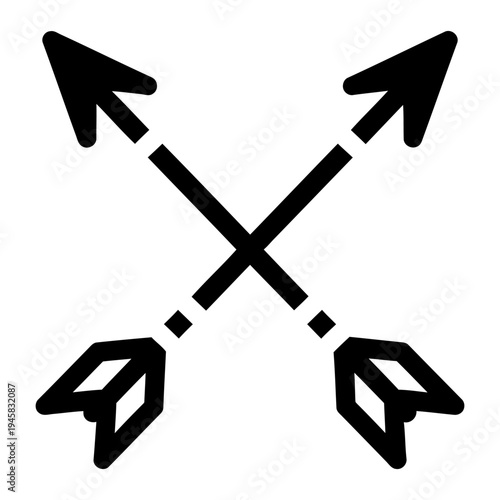 Minimalist crossed arrows icon representing direction, goals, and adventure for branding, logo design, and outdoor lifestyle concepts