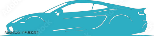 Turquoise Sports Car Silhouette Side View Turquoise car
