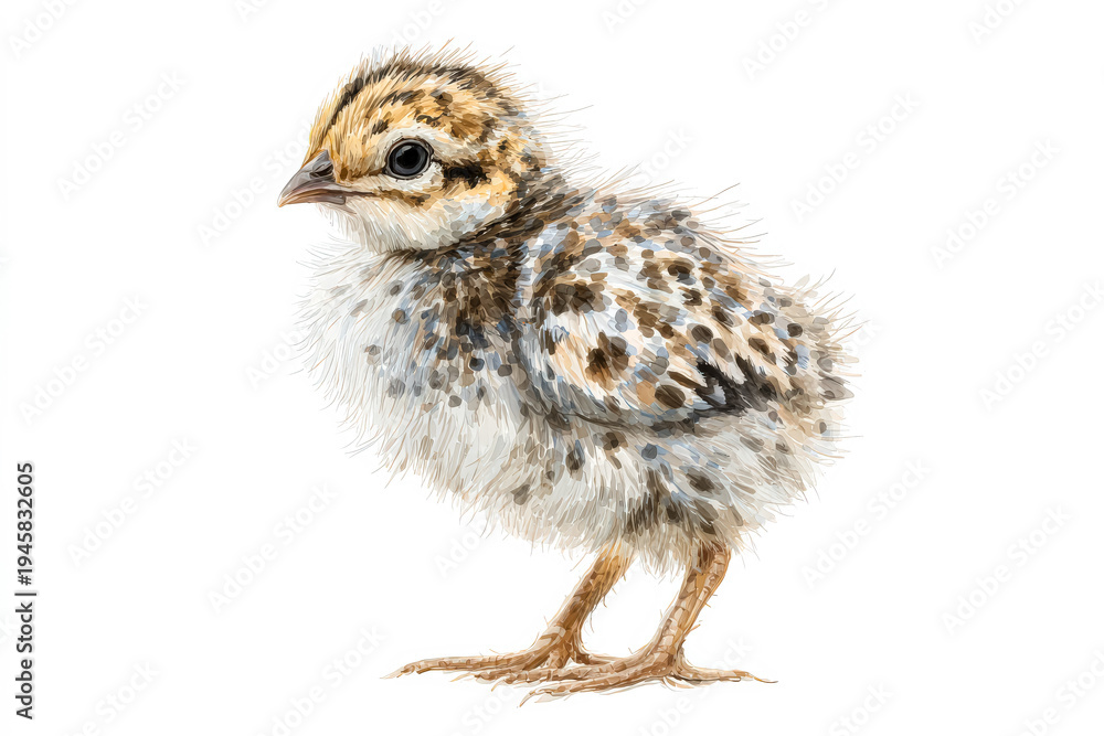 Obraz premium Cute Baby Bird with Fluffy Feathers and Spots