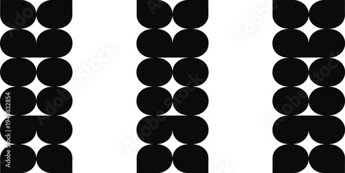 Abstract geometric shapes in minimalist black and white for graphic design.