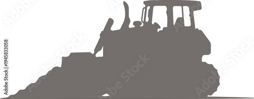 Black Silhouette of Bulldozer Construction Equipment