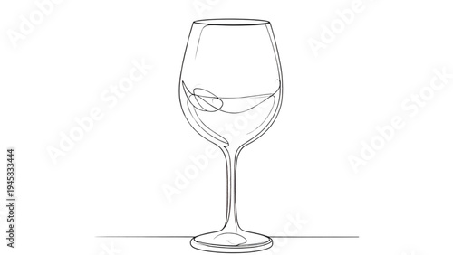 Wine Glass Line Art Icon Minimal Drink Outline Vector Illustration